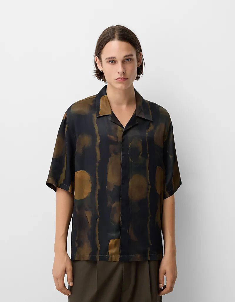 컬렉션 셔츠 카키 Collection   Kastiges Hemd mit abstraktem Muster in Khaki 207455723GRÜN