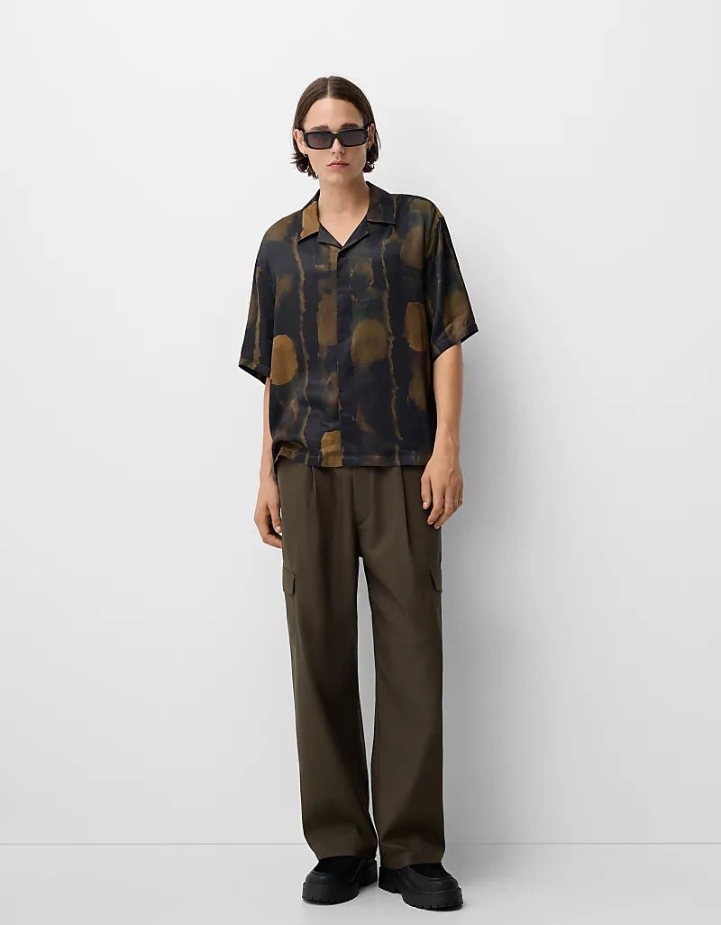 컬렉션 셔츠 카키 Collection   Kastiges Hemd mit abstraktem Muster in Khaki 207455723GRÜN