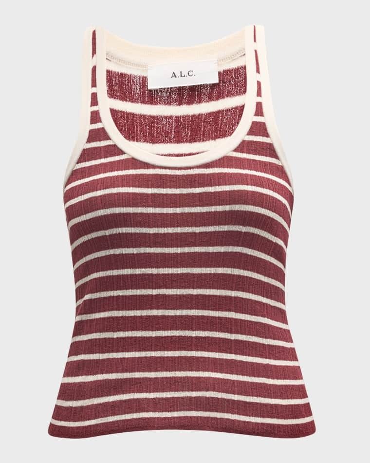 스트라이프 탱크 탑 Iris Striped Scoop-Neck Tank Top prod277470234WHITESYRA