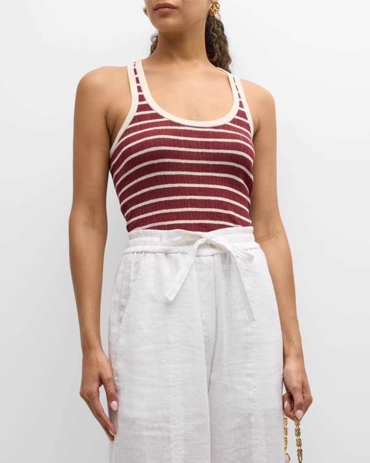 스트라이프 탱크 탑 Iris Striped Scoop-Neck Tank Top prod277470234WHITESYRA