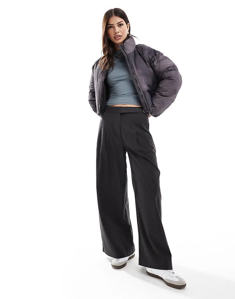 그레이 Wattierte Pufferjacke in Grau mit verwaschenem Effekt 207339249GRAU