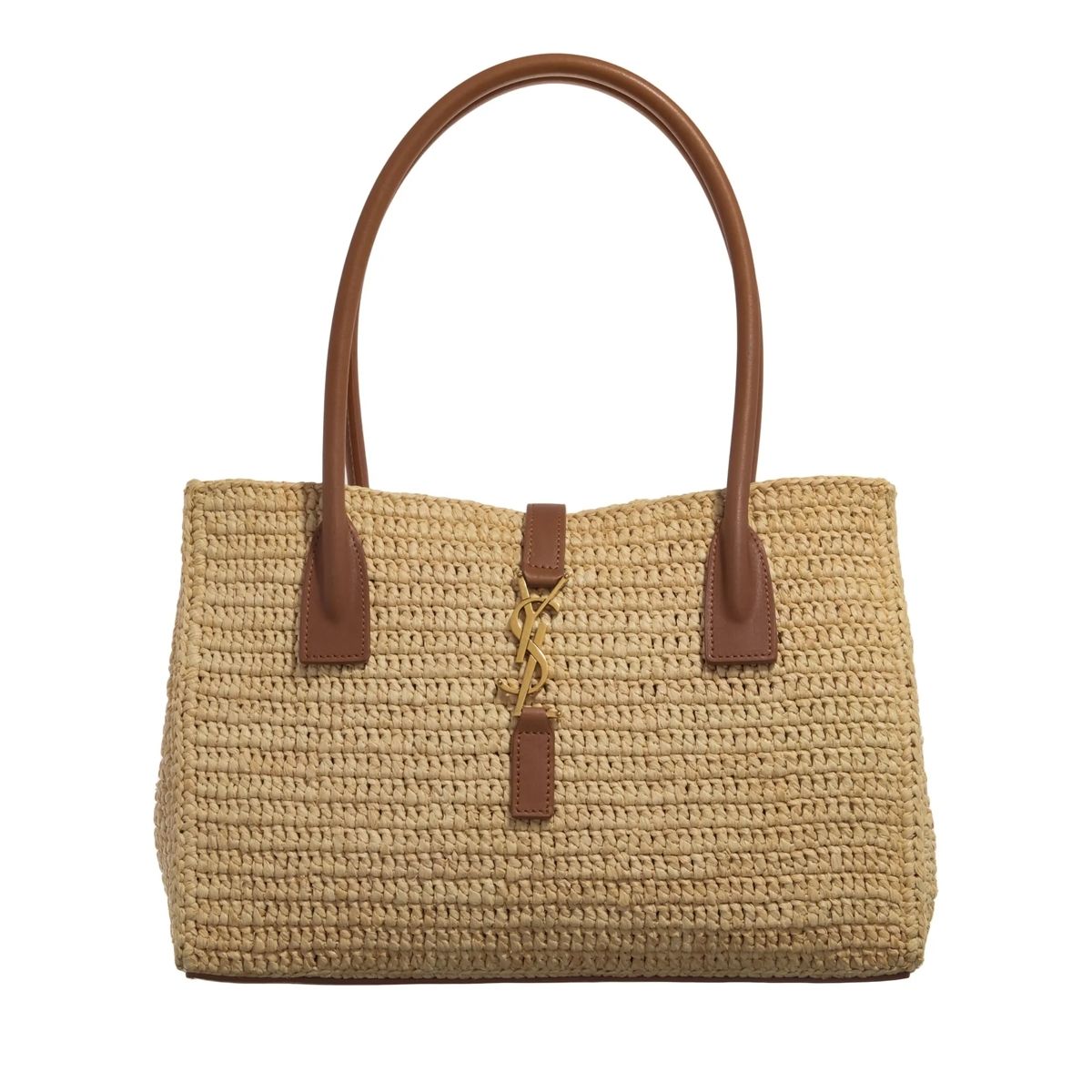 세인트 로랑 파니에 라피아 토트 가방 네츄럴 Saint Laurent Panier Rectangle Raffia Tote Bag Natural / Brick                        Tote A0477577