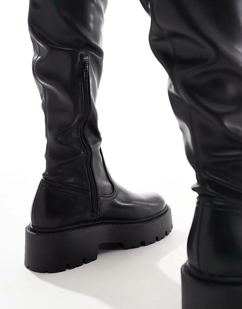 와이드 핏 블랙 Wide Fit   Kristen   Overknee-Stiefel in Schwarz mit dicker Sohle, weite Passform 206573637PU schwarz