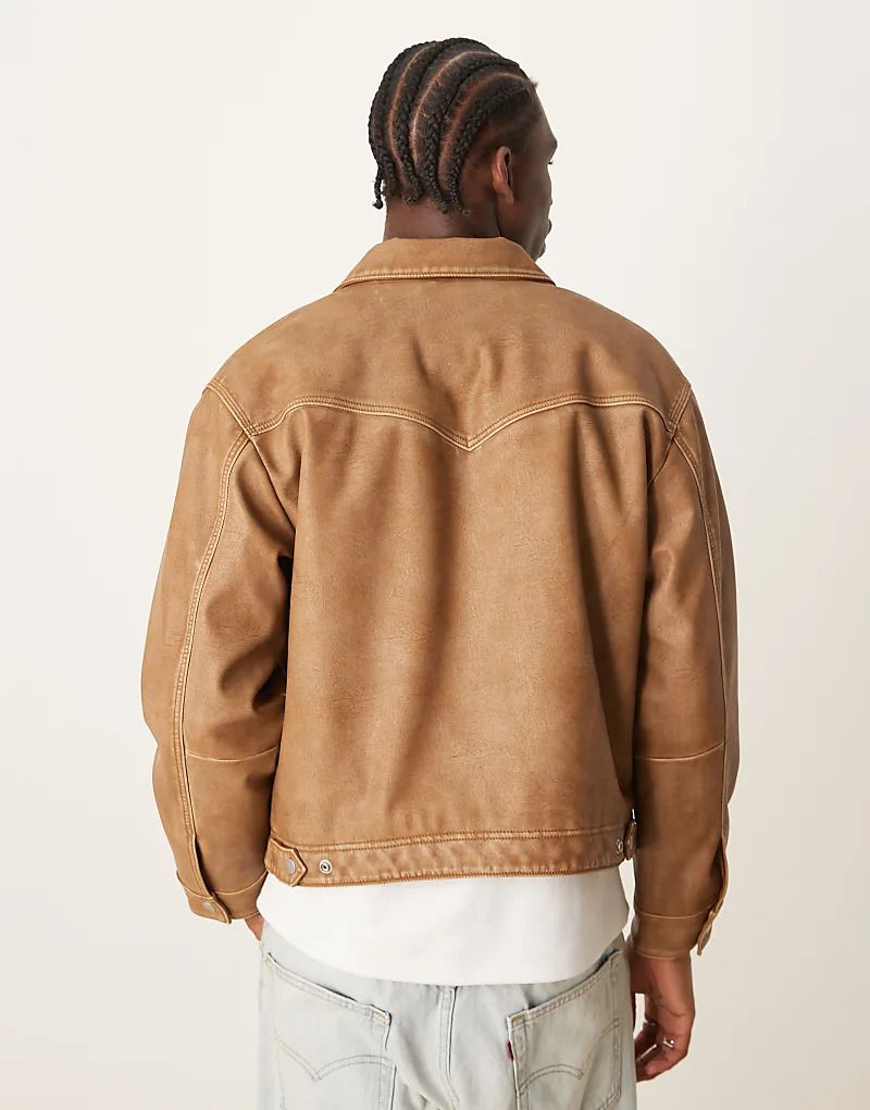자켓 라이트 브라운 Jacke aus Kunstleder in Hellbraun im Western-Design 207327259Bronzenes Leder