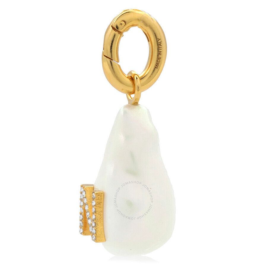 크리스탈 진주 참 Alphabet Letter N Crystal And Resin Pearl Charm Z-RV5B7