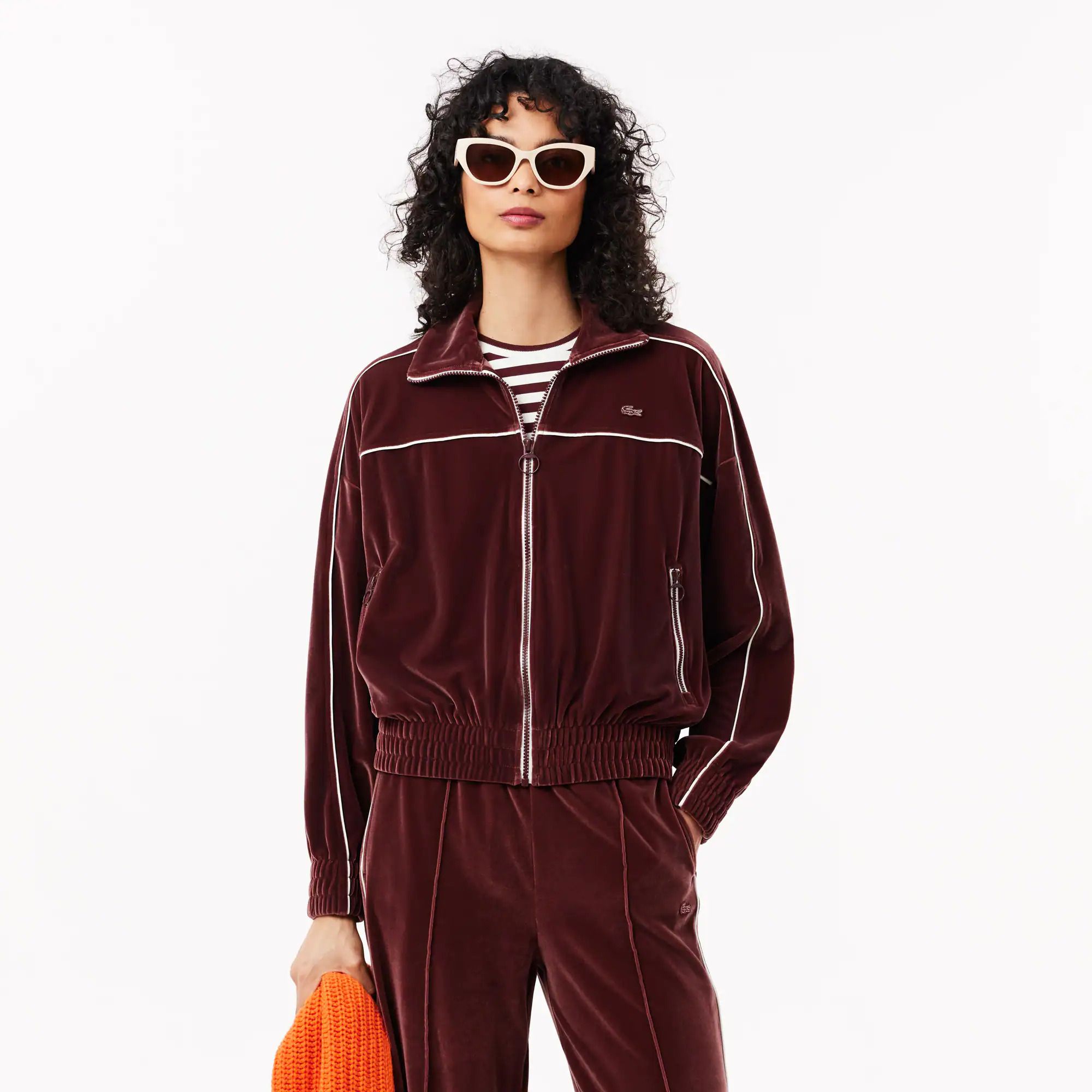 여성 오버사이즈 집업 벨루어 스웻셔츠 Women's Oversized Zip-Up Velour Sweatshirt SF2658-51-ICR