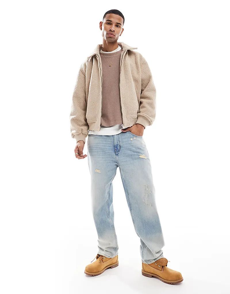 자켓 에크루 Strukturierte Jacke aus Lammfellimitat in Ecru 207531262Neutral