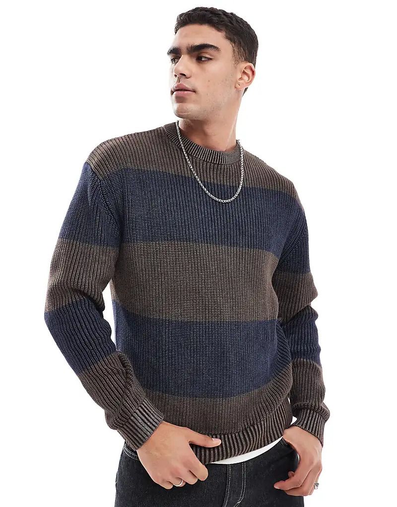 스웨터 카키 Gestreifter Strickpullover in Khaki 207384494GRÜN