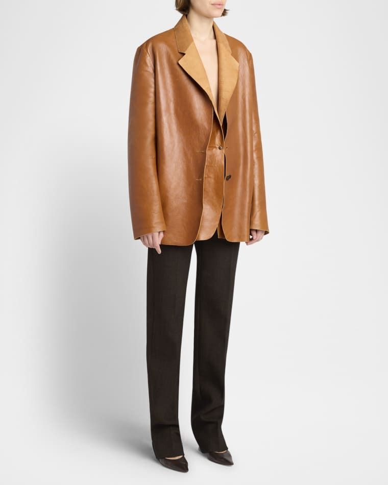가죽 자켓 Lysandre Leather Jacket prod276430008CARAMEL