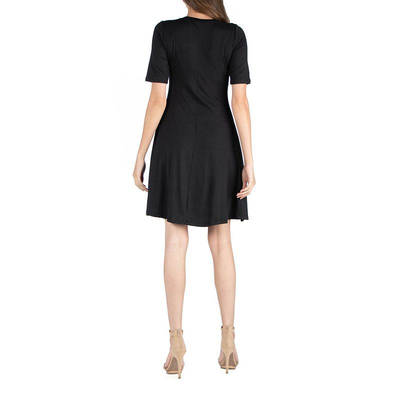 여성 에이라인 드레스 슬리브 Women's A-Line Dress with Elbow Length Sleeves 11833450 Black