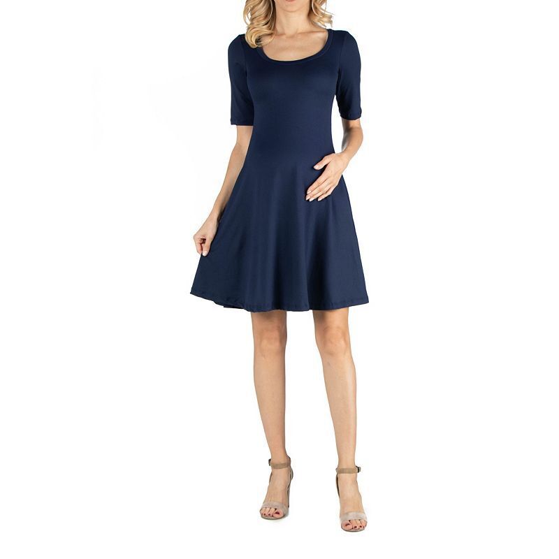 슬리브 드레스 Knee Length A Line Elbow Sleeve Maternity Dress 11071085 Navy