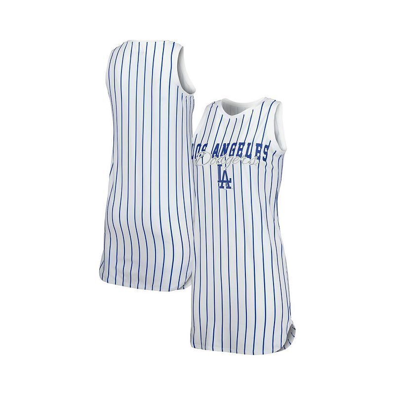 여성 화이트 니트 민소매 Women's White Los Angeles Dodgers Reel Pinstripe Knit Sleeveless Nightshirt 16248855 White