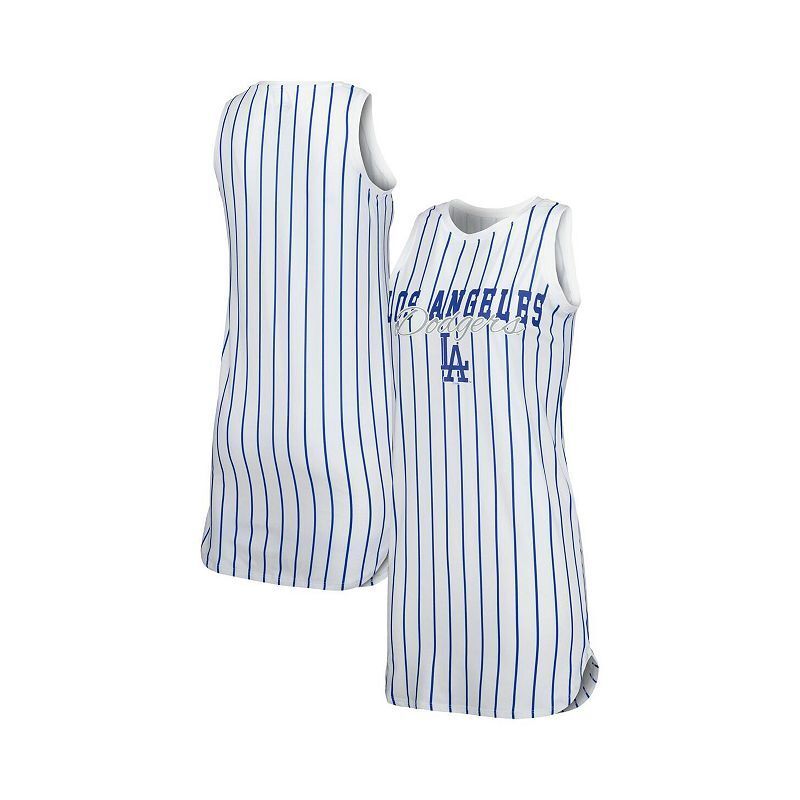 여성 화이트 니트 민소매 Women's White Los Angeles Dodgers Reel Pinstripe Knit Sleeveless Nightshirt 16248855 White