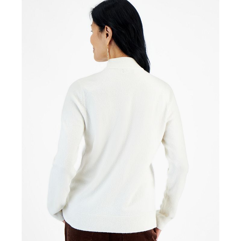 여성 모크넥 롱슬리브 스웨터 Women's Cozy Mock-Neck Long-Sleeve Sweater, Created for Macy's 18077680 Eggnog
