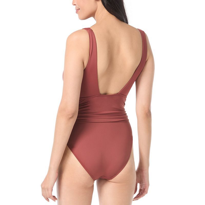 여성 수영복 Women's Side-Tie-Belt Plunge-Neck One-Piece Swimsuit 16426093 Cocoa