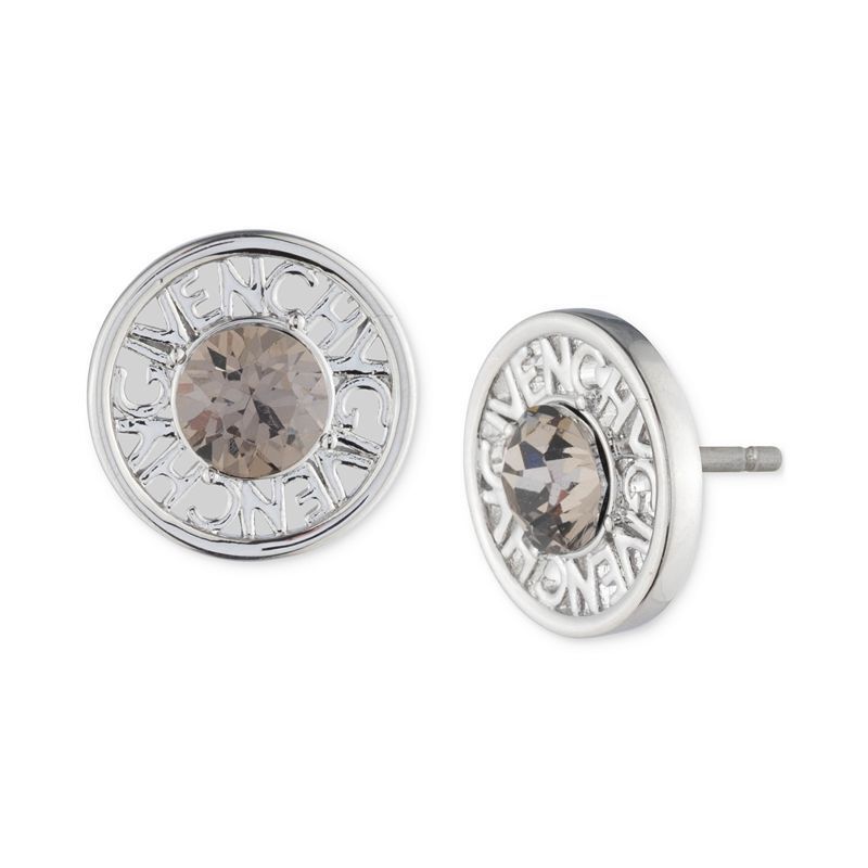 크리스탈 코인 스터드 귀걸이 Crystal Logo-Frame Coin Stud Earrings 18752529 Gray