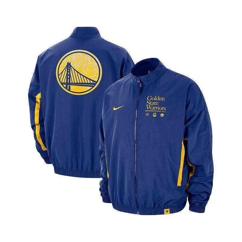 남성 로얄 골든 스테이트 집업 자켓 Men's Royal Distressed Golden State Warriors Courtside Vintage-Like Warmup Full-Zip Jacket 17018154 Royal