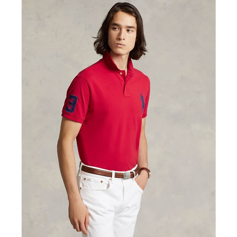 남성 빅 포니 커스텀 슬림 핏 메쉬 폴로 Men's  Big Pony Custom Slim Fit Mesh Polo 5186545 Red