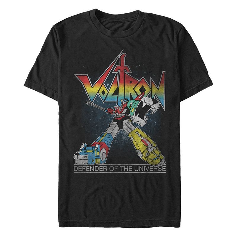 오브 더 남성 레트로 숏 슬리브 티셔츠 Voltron: Defender of the Universe Men's Retro Rainbow Defender Of The Universe Short Sleeve T-Shirt 10163092 Black