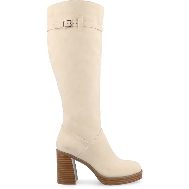 여성 와이드 스퀘어 플랫폼 하이 부츠 Women's Letice Wide Width Wide Calf Square Toe Platform Knee High Boots 17031388 Cream