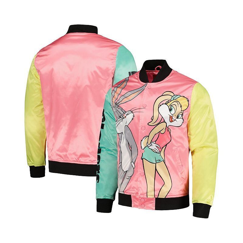 남성 핑크 그래픽 새틴 자켓 Men's Pink Looney Tunes Graphic Satin Full-Snap Jacket 16982542 Pink