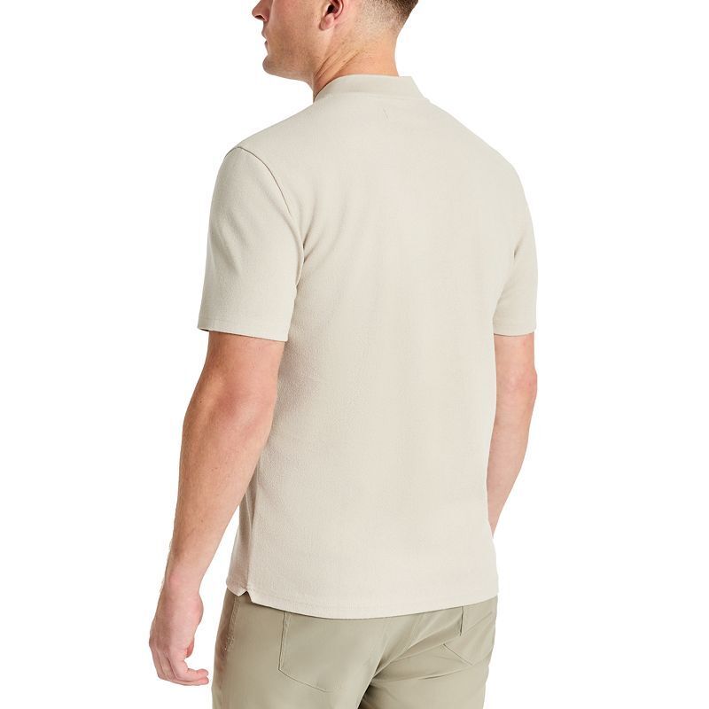 남성 퍼포먼스 헨리 Men's Textured-Knit Bomber-Collar Performance Henley 17715530 Tan