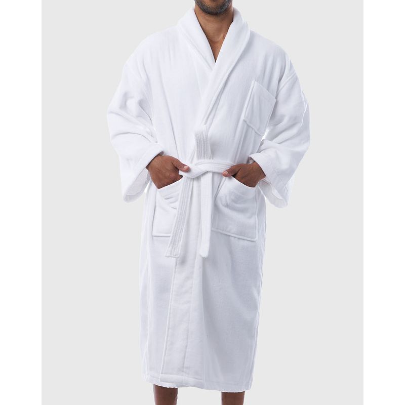 코튼 남성 테리 수퍼 Pure Cotton Men Terry Cloth Bathrobe Super Absorbent Hotel Spa Robe 16989989 White