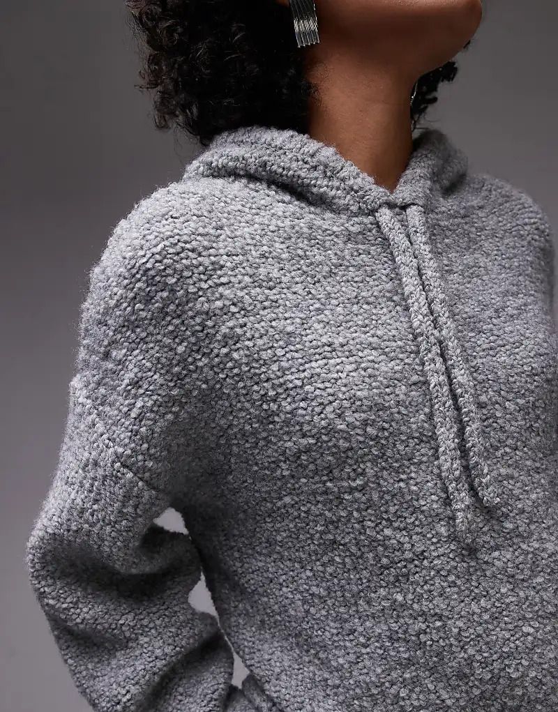 프리미엄 그레이 Premium   Gestrickter Kapuzenpullover aus Wollmix in Grau 206401587GRAU