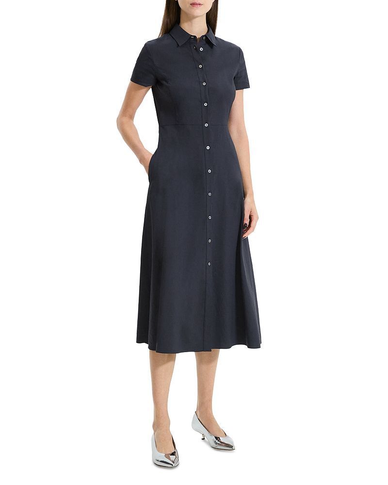 린넨 블렌드 숏 슬리브 미디 드레스 Linen Blend Short Sleeve Midi Dress 5048089