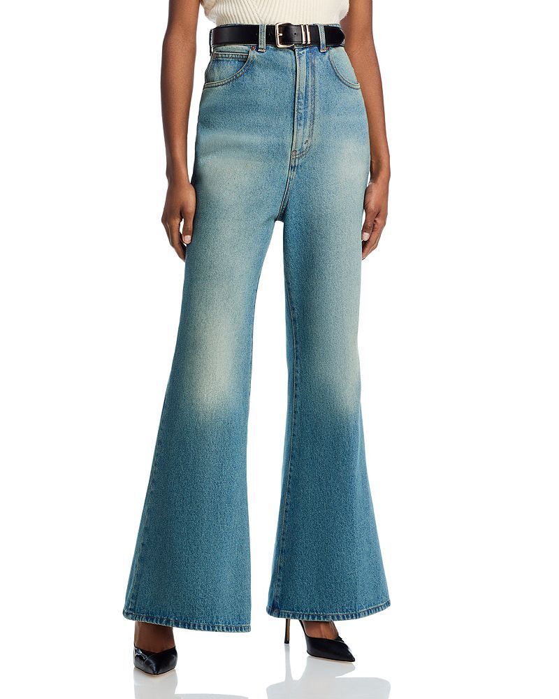 와이드 데님 블루 워시 Wide Leg Kick Jeans in Blue Wash 5180543