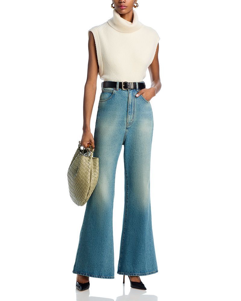 와이드 데님 블루 워시 Wide Leg Kick Jeans in Blue Wash 5180543