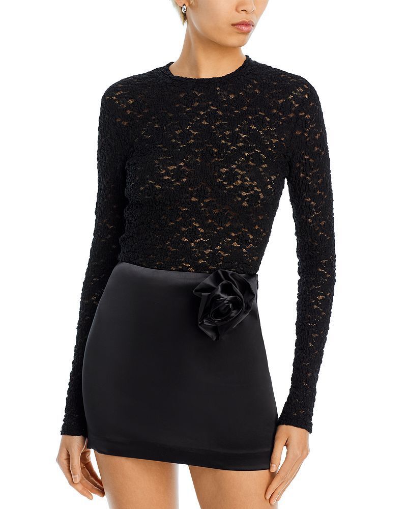 레이스 롱 슬리브 탑 Puckered Lace Long Sleeve Top - Exclusive 4950593