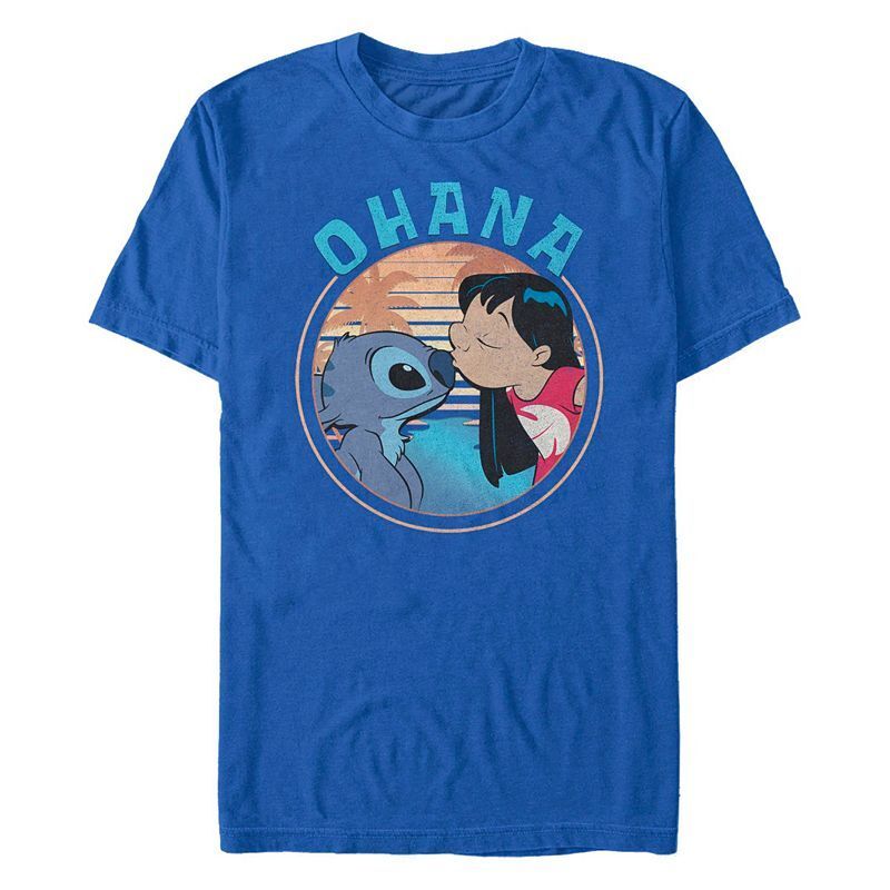 남성 스티치 숏 슬리브 티셔츠 Men's Lilo Stitch Ohana Short Sleeve T-Shirt 11396169 Navy