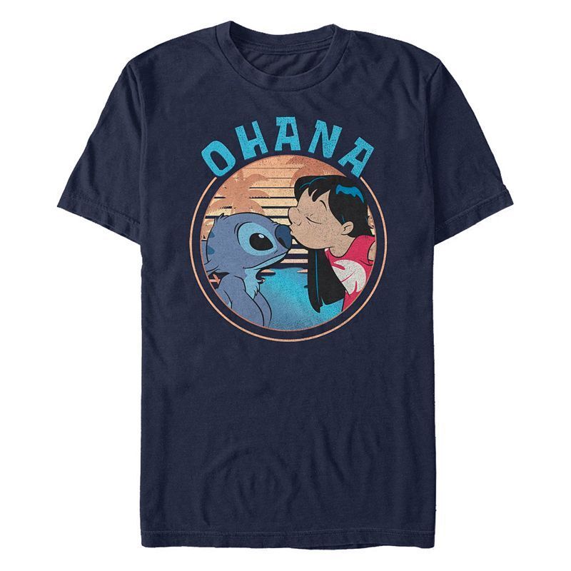 남성 스티치 숏 슬리브 티셔츠 Men's Lilo Stitch Ohana Short Sleeve T-Shirt 11396169 Navy