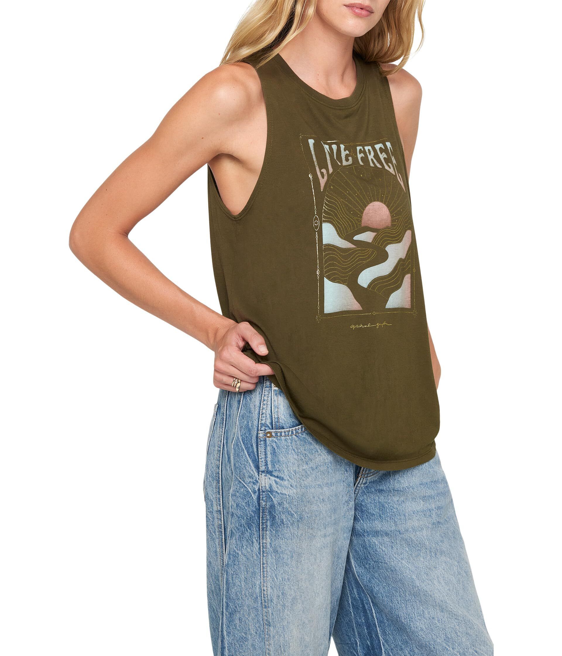 프리 탱크 Live Free Jade Muscle Tank 9997615 1442