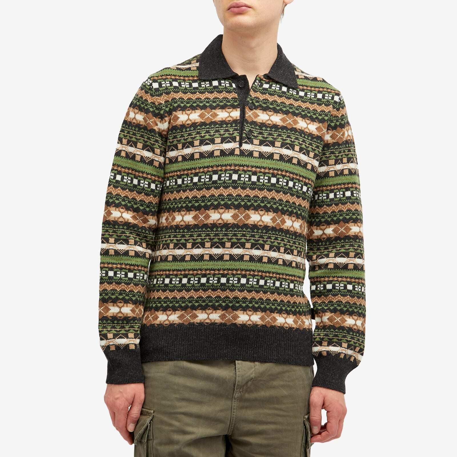 니트 폴로 Fair Isle Knit Polo H526Y14KHU-4061 Green & Multi