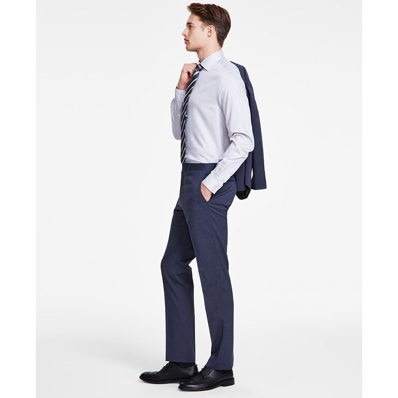 남성 블루 미니 체크 수트 팬츠 Men's Modern-Fit Blue Mini Check Suit Separate Pants 16987928 Blue