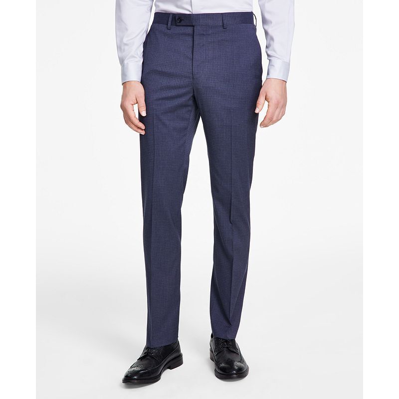 남성 블루 미니 체크 수트 팬츠 Men's Modern-Fit Blue Mini Check Suit Separate Pants 16987928 Blue