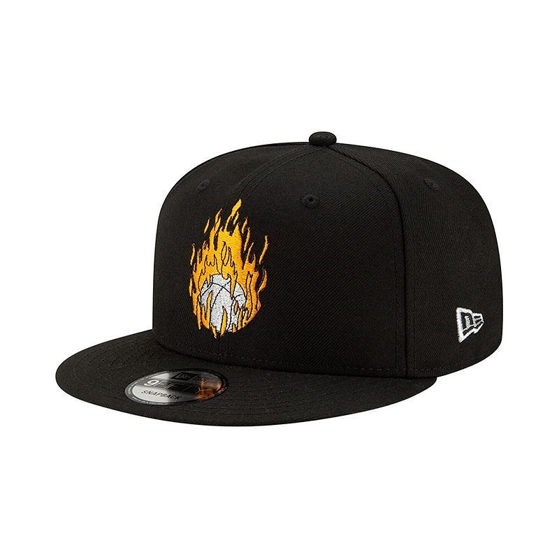 남성 블랙 뉴 파이어 스냅백 모자 Men's Black Space Jam: A New Legacy Fire Ball Goon Squad 9FIFTY Snapback Hat 16948764 Black