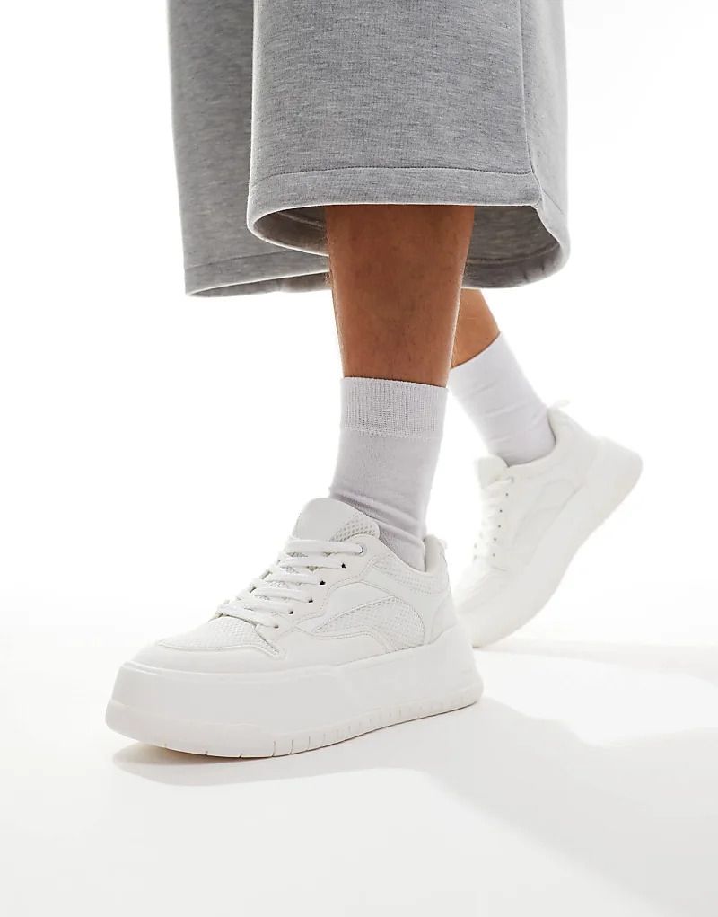 스니커즈 화이트 Sneaker in Weiß zum Schnuren mit dicker Sohle 206888775Weiß