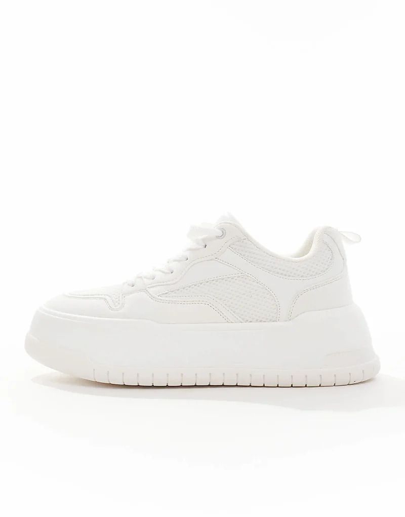 스니커즈 화이트 Sneaker in Weiß zum Schnuren mit dicker Sohle 206888775Weiß