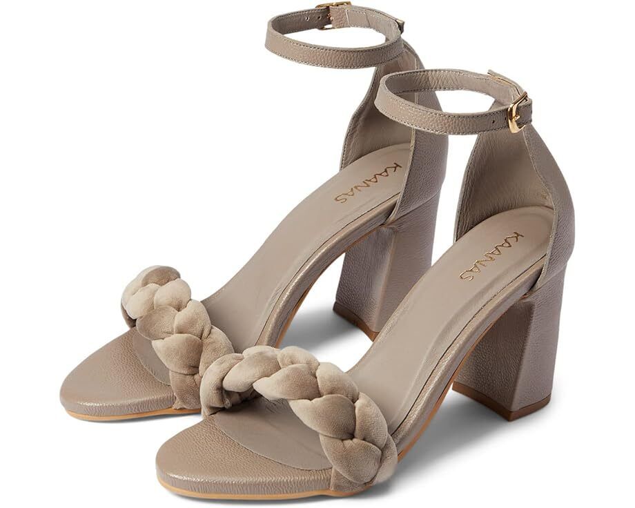 여성 소호 청키 벨벳 힐 앵클 타이 Women's KAANAS Soho Chunky Velvet Braid Heel with Ankle Tie  968532311
