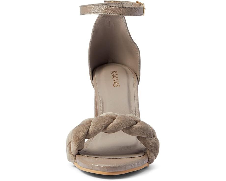 여성 소호 청키 벨벳 힐 앵클 타이 Women's KAANAS Soho Chunky Velvet Braid Heel with Ankle Tie  968532311