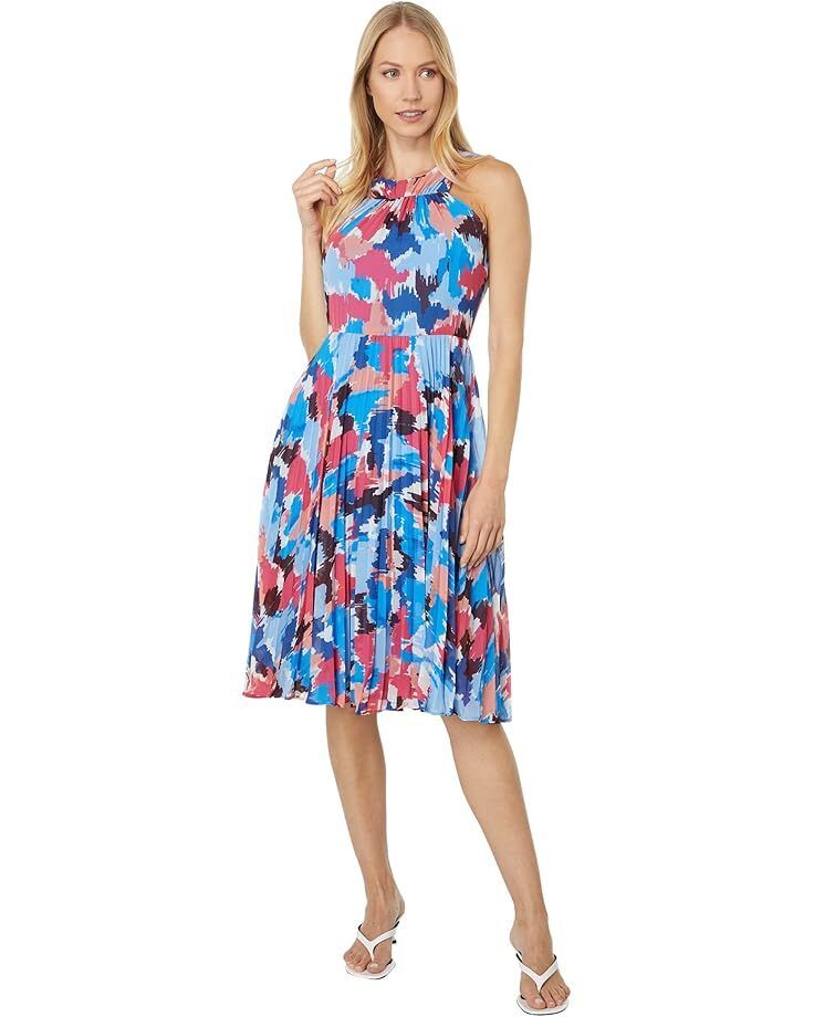여성 런던 프린팅 드레스 플리츠 스커트 Women's Maggy London Printed Fit-and-Flare Dress with Pleated Skirt  9822606557522