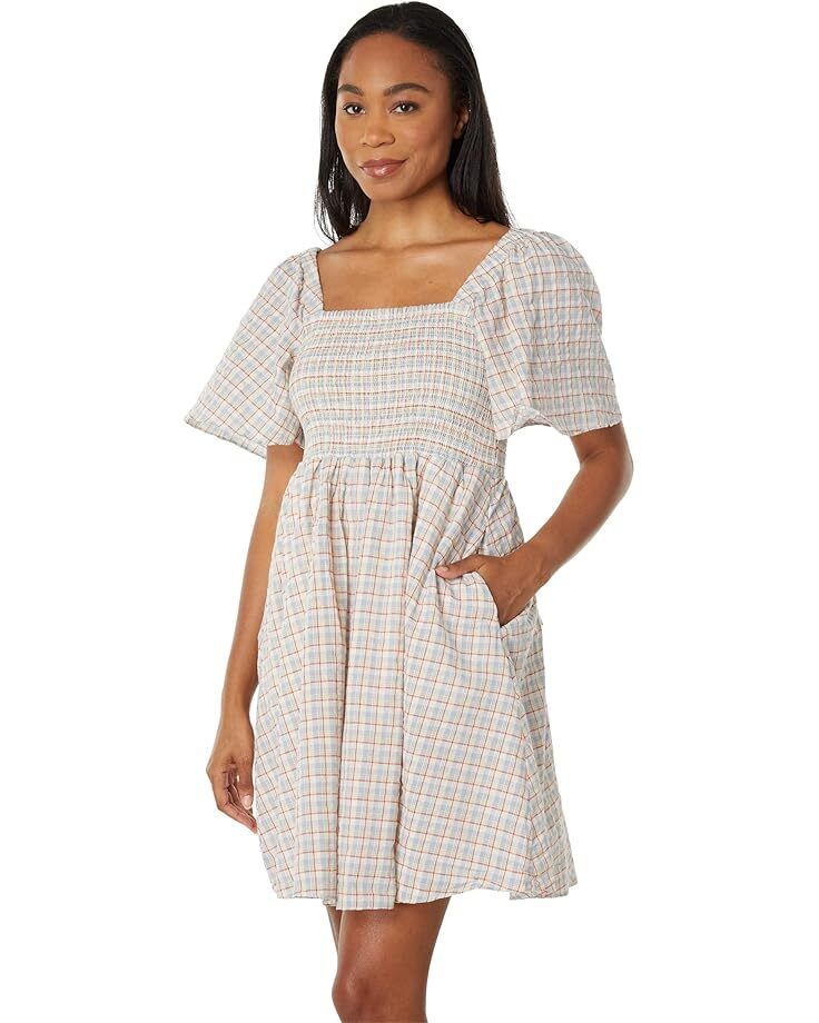 여성 미니 드레스 Women's Madewell Seersucker Lucie Tie-Back Mini Dress in Plaid  98136271023516