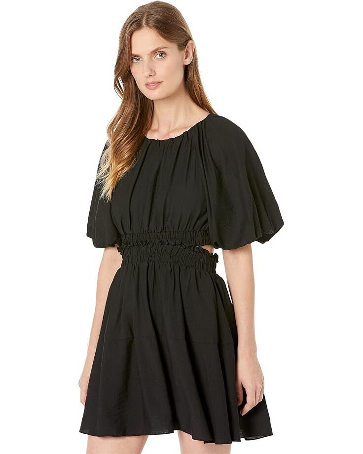 여성 문 슬리브 백 미니 드레스 Women's MOON RIVER Bubble Sleeve Back Cutout Mini Dress  98286083