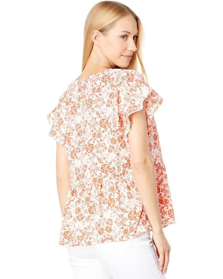 여성 브이넥 Women's Bobeau V-Neck Button-Down Peplum  9548077166288