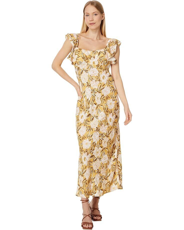 여성 슬립 맥시 드레스 플로랄 Women's Madewell Flutter-Sleeve Slip Maxi Dress in Floral Cupro-Blend  99584901085021