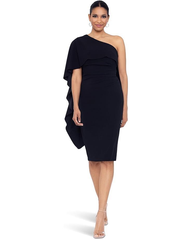 여성 미디 크레페 원 숄더 케이프 Women's XSCAPE Midi Scuba Crepe One Shoulder Cape  99045049