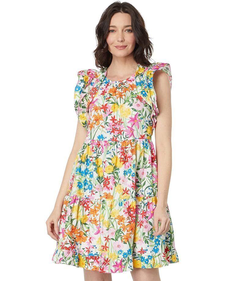 여성 런던 코튼 포플린 플로랄 프린트 슬리브 드레스 Women's Maggy London Cotton Poplin Floral Print Ruffle Sleeve Dress  9886772359088